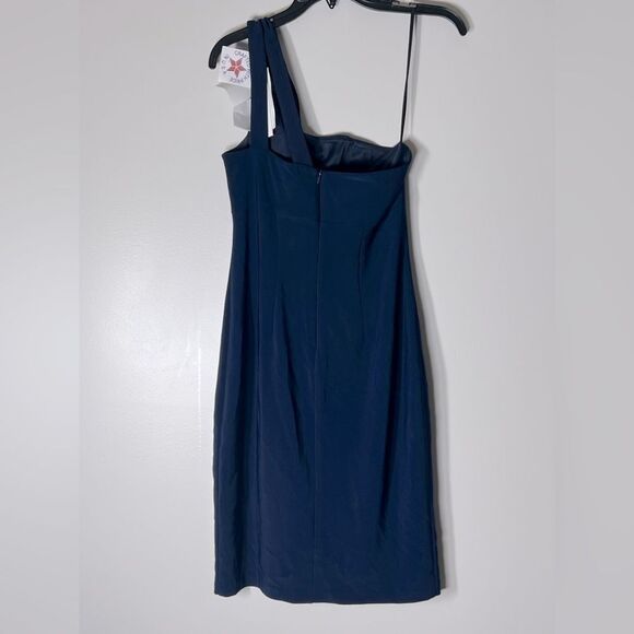 AQUA One Shoulder Keyhole Cocktail Dress - 100% Exclusive Size 6 Navy - Picture 6 of 10